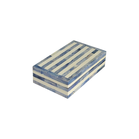 bone inlay mini box - striped denim blue
