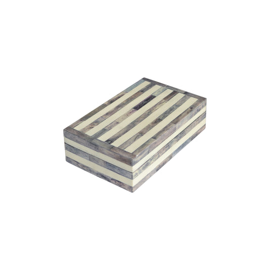 bone inlay mini box - striped grey