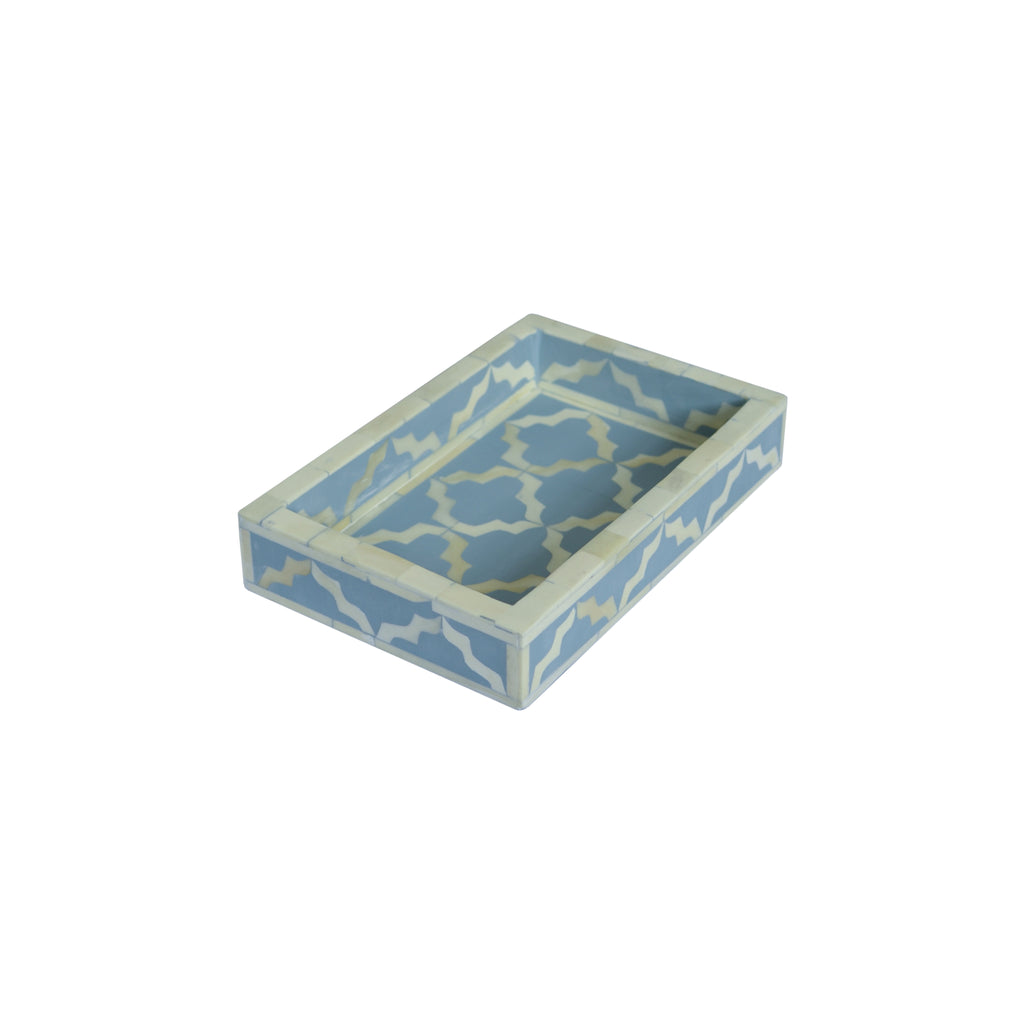 Bone Inlay Mini Tray - Trellis Powder Blue