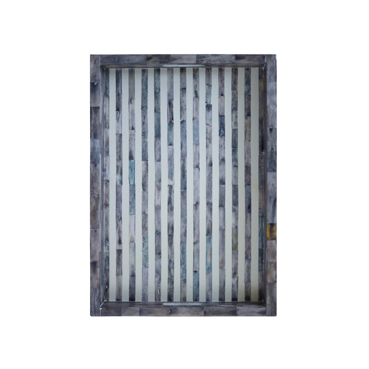 bone inlay tray striped charcoal