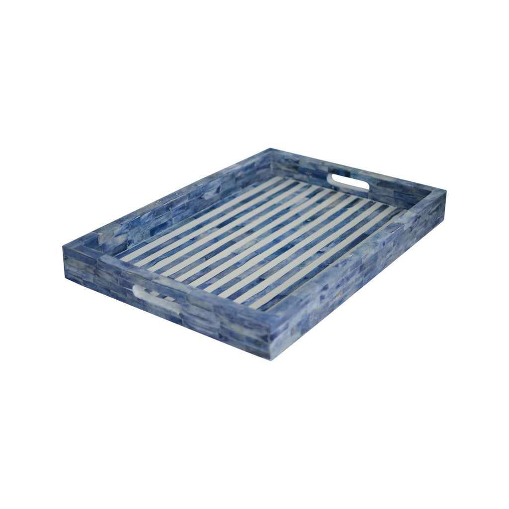 bone inlay tray striped denim blue