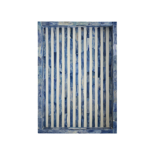 bone inlay tray striped denim blue