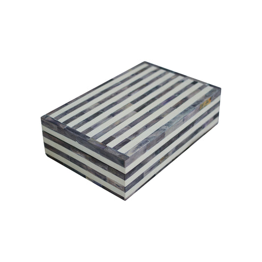 bone inlay box - striped grey