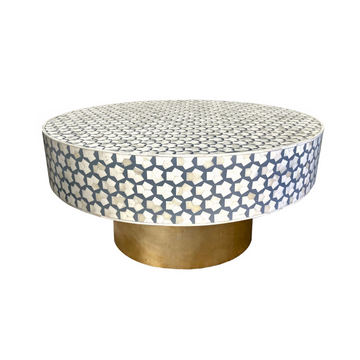 Bone inlay coffee table - honeycomb grey