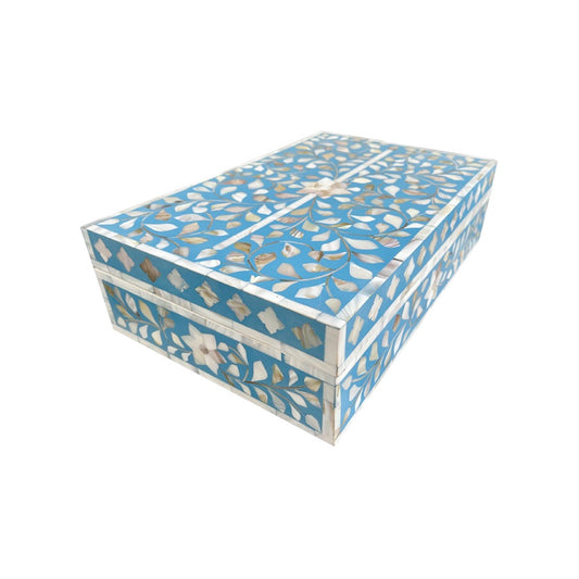 Pearl inlay box floral blue
