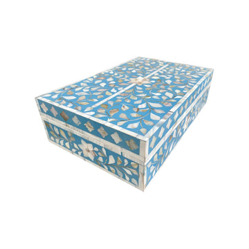 Pearl inlay box floral blue