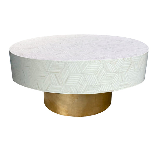 Bone Inlay Coffee Table White Lines